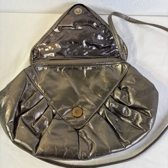 Atalla Vintage 80s 40s Art Deco Geometric Textural Metallic Genuine Leather Bag - Picture 6 of 16